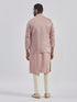 Men's Beige And Cream Silk Blend Jacket, Kurta And Pyjama Set